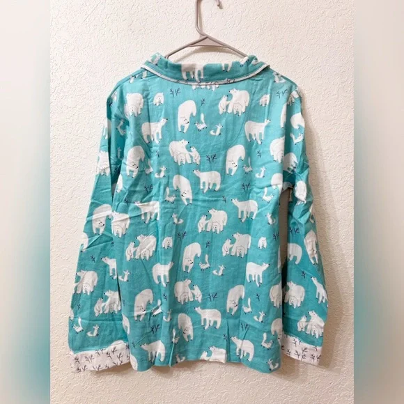 Munki Munki Polar Bear Print 2-Piece Flannel Pajama Set - S - Picture 6 of 15